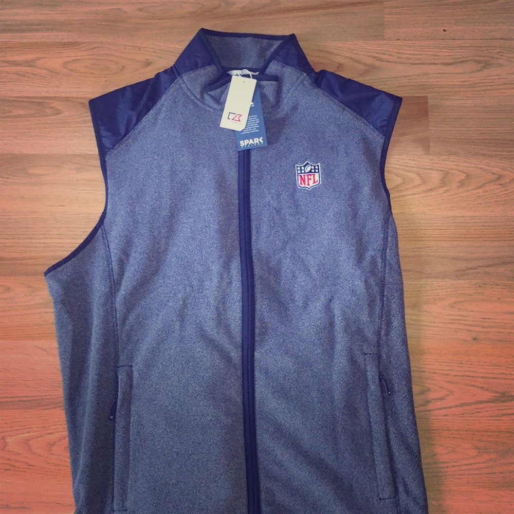 Official NFL blue sweater vest with zipper